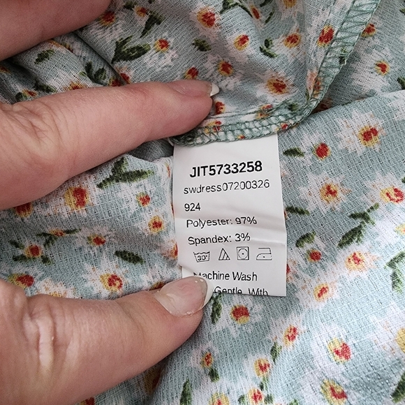 Ditsy Floral Size XS Green Mini Dress Adjustable Straps - Picture 5 of 5